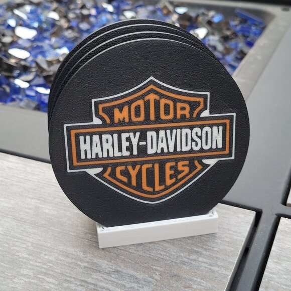 Harley Davidson Motorcycles Coasters (Set of 4) - 3D Printed - Picture 1 of 4
